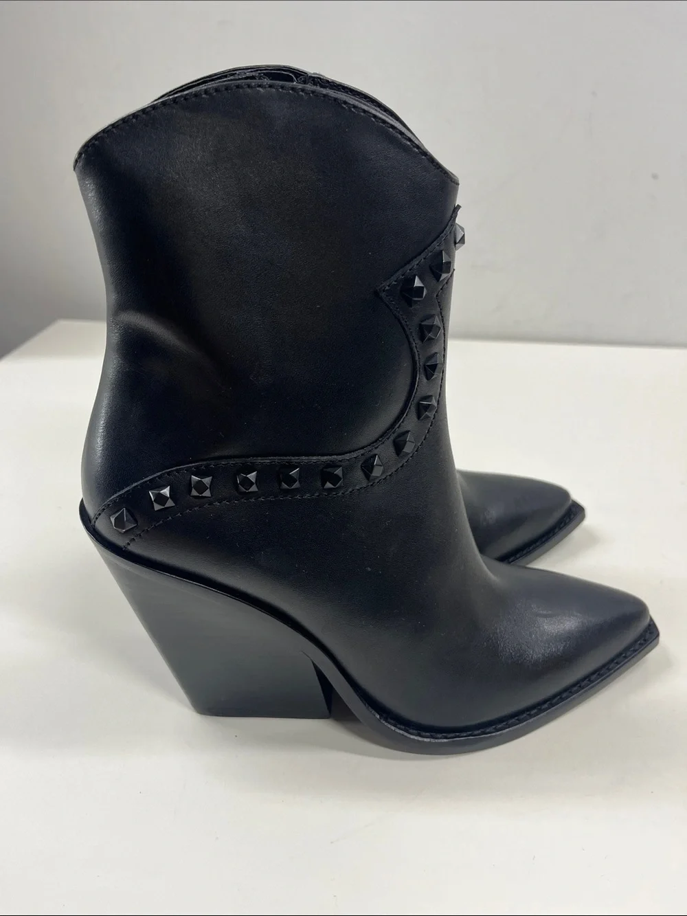 New Ash Boy Bis Bootie in Black Leather Size 35